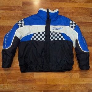 Vtg EDCO Men’s Snowmobile Jacket Black White & Black Sherpa Lined Size Unknown